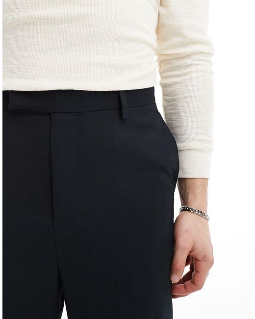 Pantaloni eleganti dritti a vita alta neri con spacchi laterali di ASOS in White da Uomo