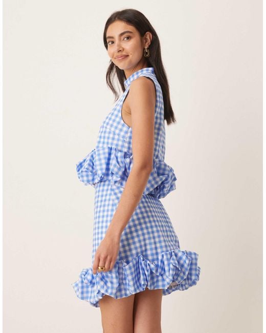 Sister Jane Blue – lavender – minirock mit -weißen vichy-karos