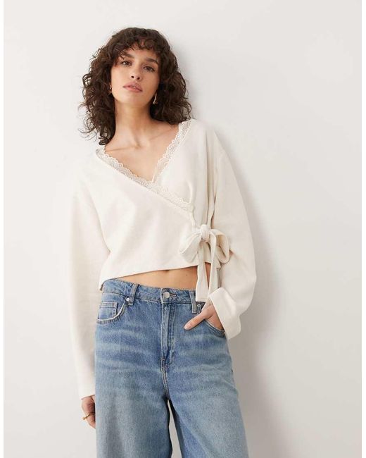 Miss Selfridge Blue Wrap Top