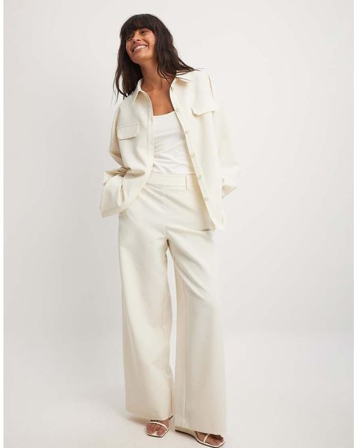 NA-KD White X Laura Jade Stone Linen Blend Loose Fit High Waist Pants