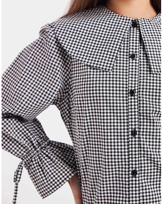 Wednesday's Girl Gray Oversized Collared Mini Dress