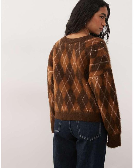Reclaimed Vintage Brown V-neck Jumper