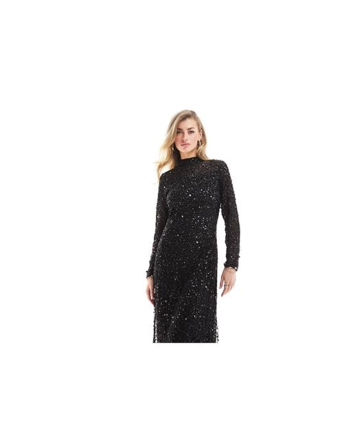 Beauut Black Allover Embellished Modest Maxi Dress