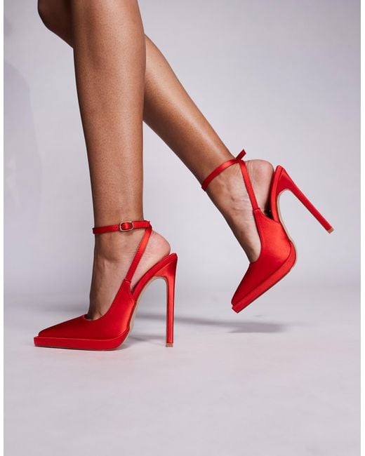SIMMI Red Simmi London Landen Platform Heeled Court Shoe