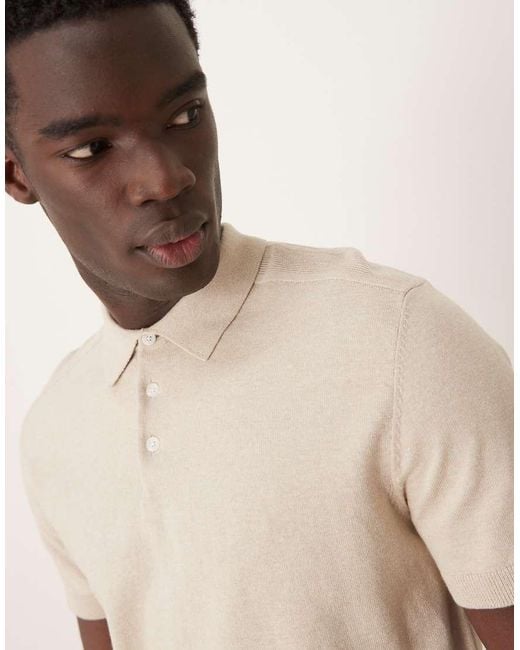 SELECTED Natural Knitted Polo Shirt for men