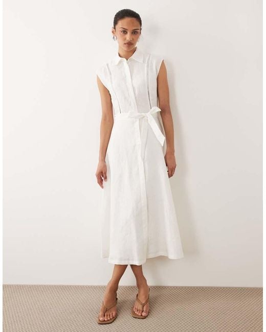 Mango Natural 100% Linen Sleeveless Midi Dress