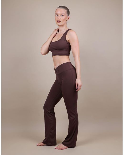 SIMMI Brown Square Neck Cropped Tank Top