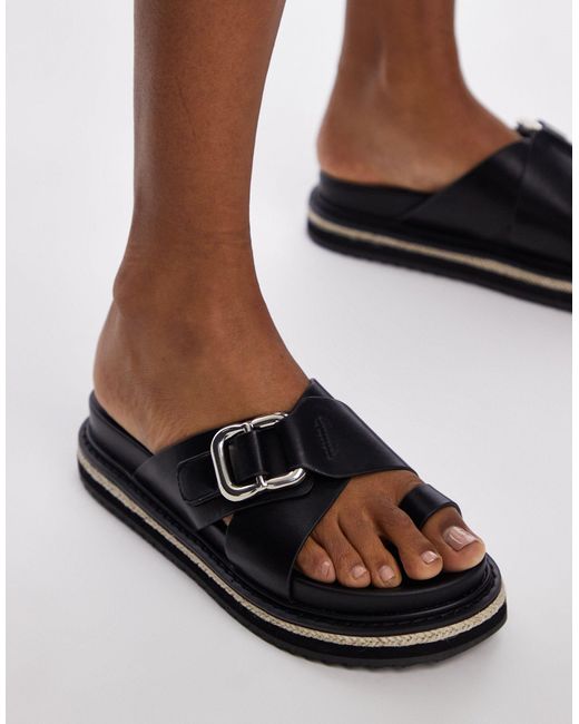 Sandalias negras estilo alpargatas con detalle TOPSHOP de color Brown
