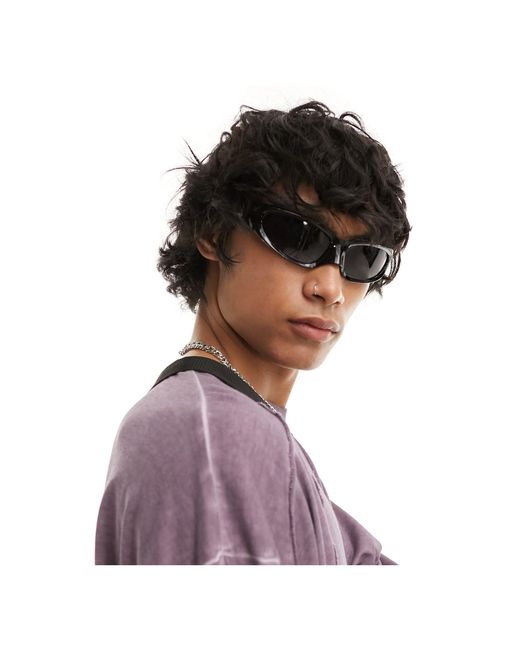 Bershka Purple Tech Sport Frame Sunglasses for men