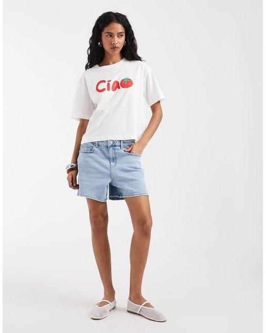 ONLY White Denim Shorts With Stretch