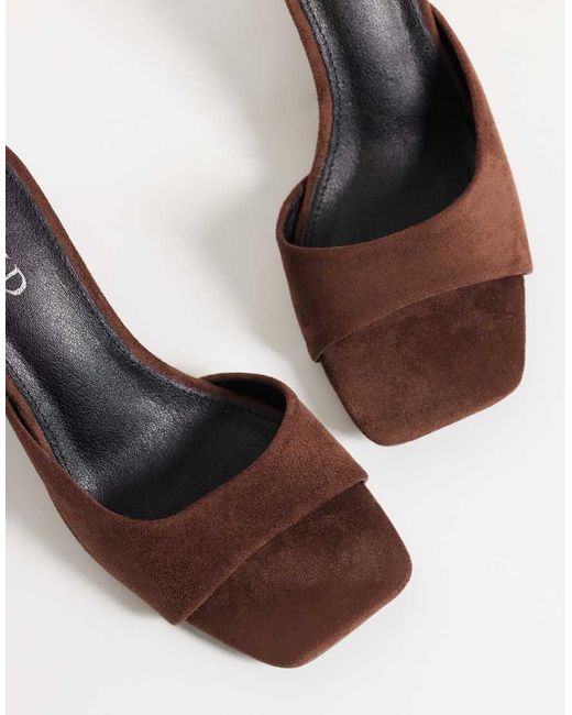Raid Brown Juniper Faux Suede Heeled Wedge Mules