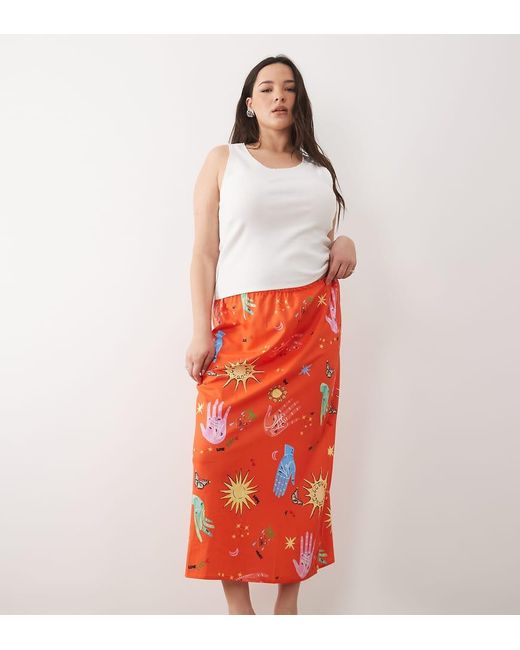 Never Fully Dressed Red Dorris Satin Maxi Skirt