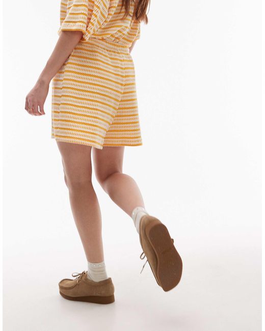 Short d'ensemble texturé à rayures TOPSHOP en coloris White