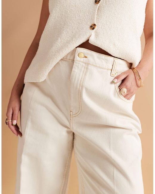 ASOS Natural Asos Design Curve Wide Leg Jean With Crease Front