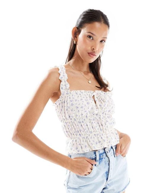 Miss Selfridge White Lace Trim Pointelle Vest