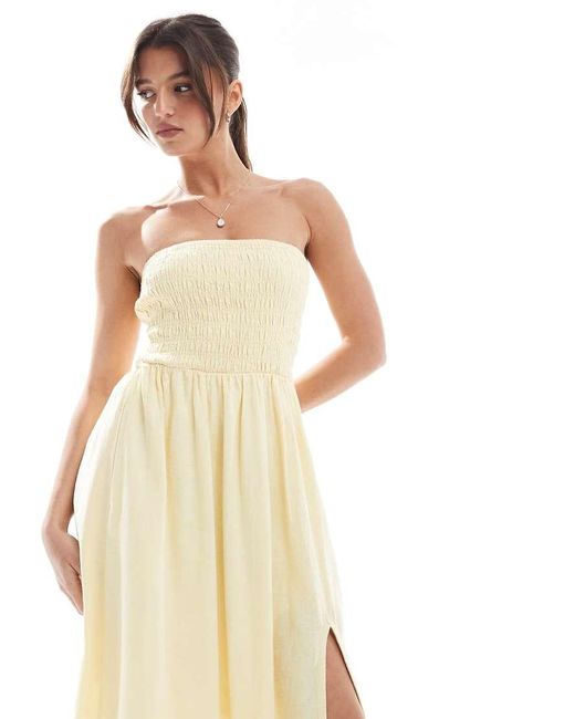 Hollister White Strapless Drop Waist Panelled Midi Dress