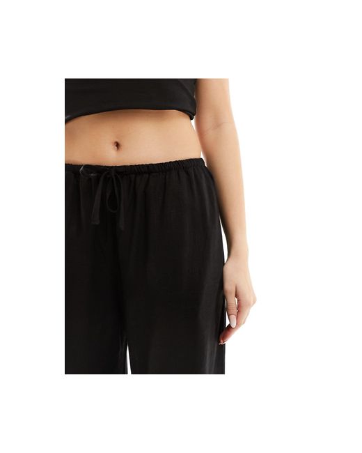 ASOS Black Pull On Culotte With Linen