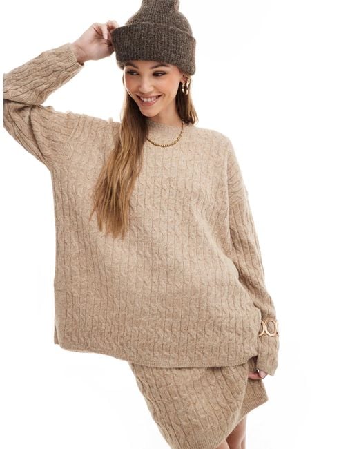 Vero Moda Natural Slouchy Cable Knit Jumper Co-ord