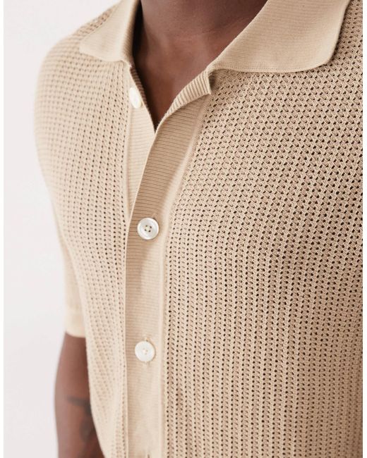 SELECTED Natural 100% Cotton Knit Button Cardigan for men