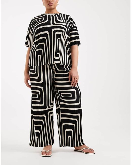 ONLY Black Plisse Wide Leg Trousers Co-ord