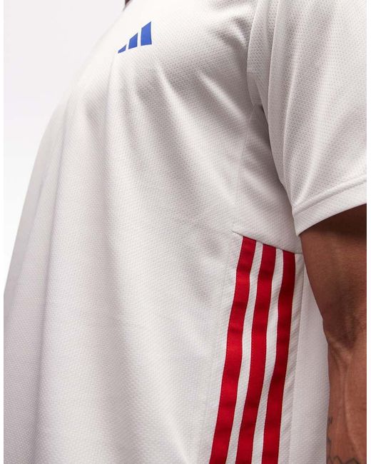 Adidas Originals White Adidas Training Essentials 3 Stripe T-shirt for men