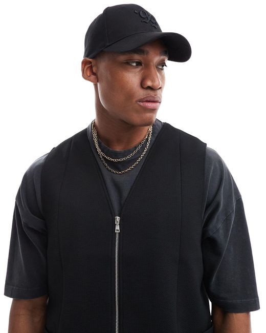 ASOS Black Baseball Cap With Embroidery for men