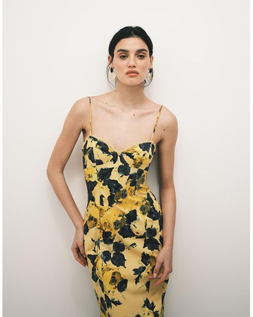 ASOS Blue Structured Cotton Cami Maxi Sundress With Bust Detail
