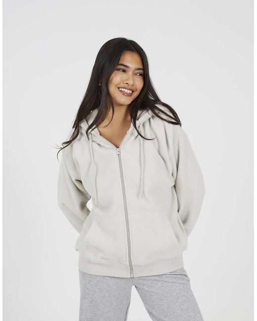 Brave Soul White Zip Through Polar Fleece Hoodie