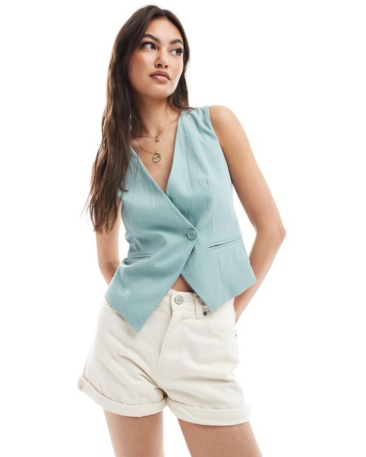 Stradivarius Blue Asymmetric Waistcoat