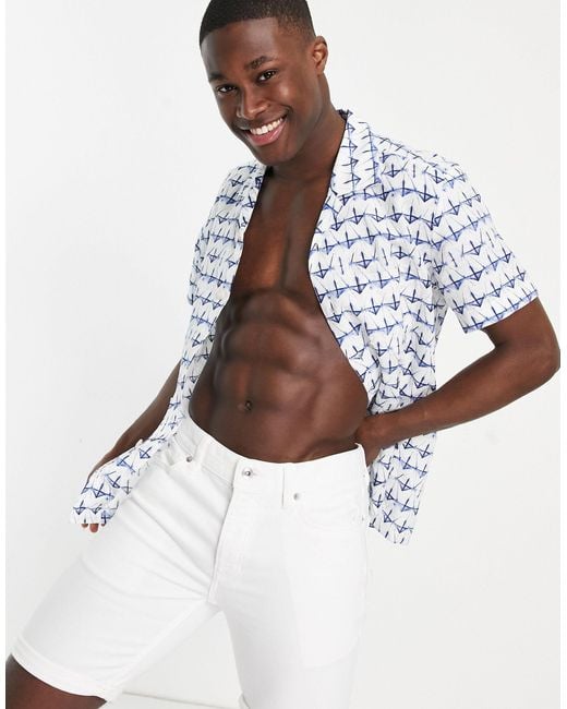 BOSS by HUGO BOSS Rhythm - Overhemd Met Korte Mouwen in het Blauw voor heren  - Lyst