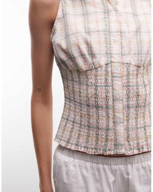Daisy Street White Sleeveless Shirred Shirt