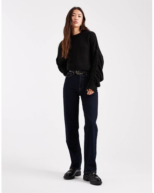 ASOS Black Ruched Tie Sleeve Jumper