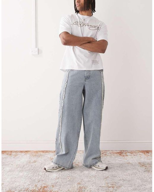 Ed Hardy White Dragon Raw Seam Denim Jeans for men