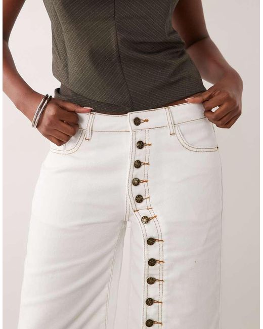 Lioness Natural Penny Exclusive Asymmetric Button Detail Relaxed Leg Jorts