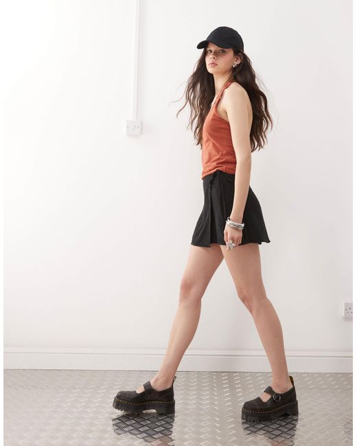 Weekday Black Circee Linen Mix Wrap Mini Skirt