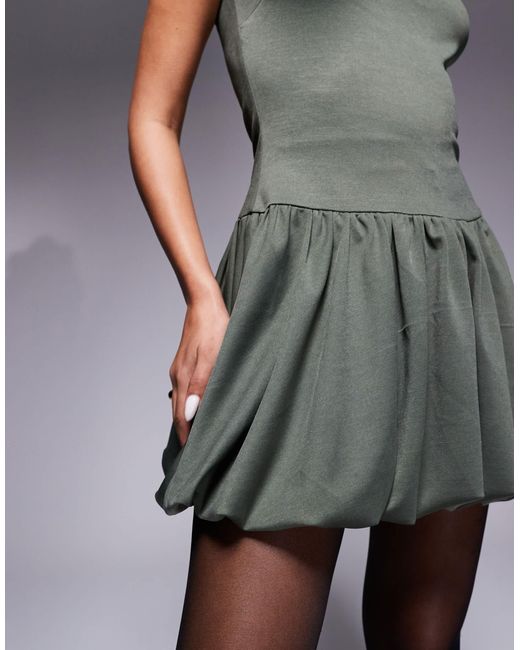 Exclusivité - - robe courte et bouffante à mancherons en maille point Kaiia en coloris Green