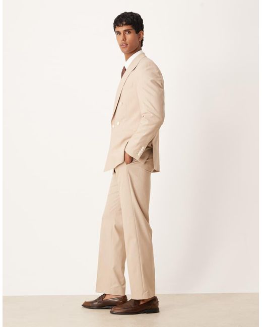 ASOS Natural Straight Leg Suit Trousers for men