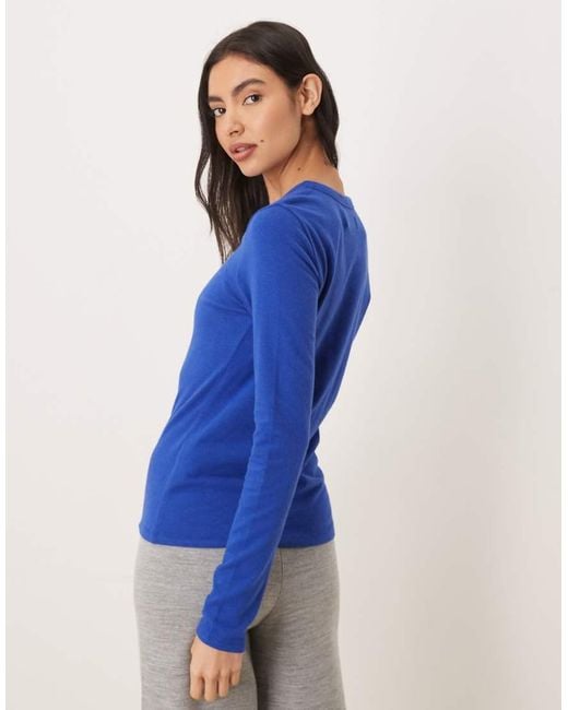 Abercrombie & Fitch Blue Soft Long Sleeve Crew Neck Top