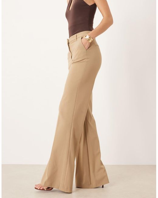 ASOS Natural Tall Tailored Snatch Flare Trousers
