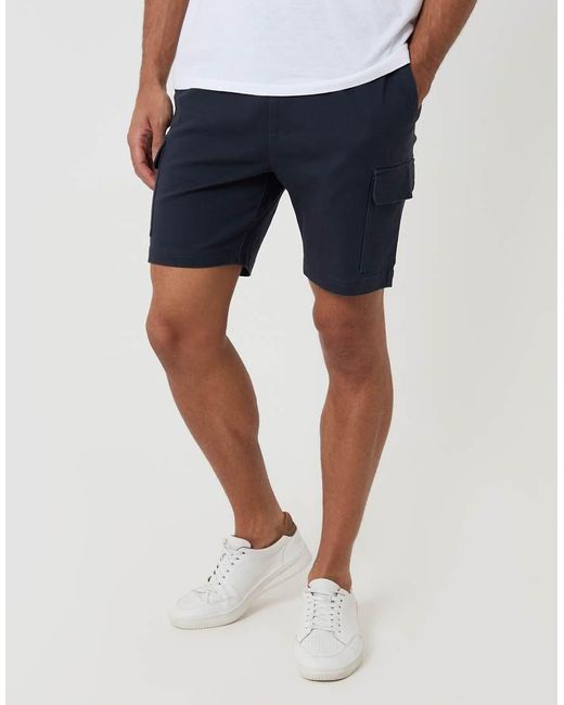 Threadbare Blue Shorter Length Stretch Cargo Shorts for men