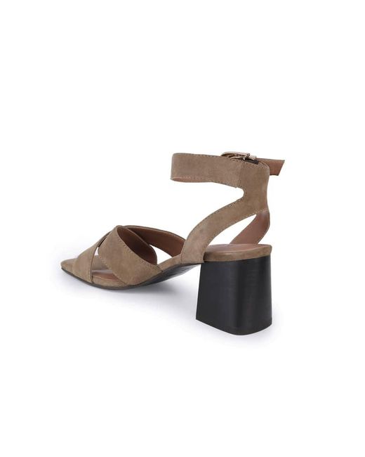 OFF THE HOOK White Ruby Suede Leather Cross Strap Block Heel Sandals