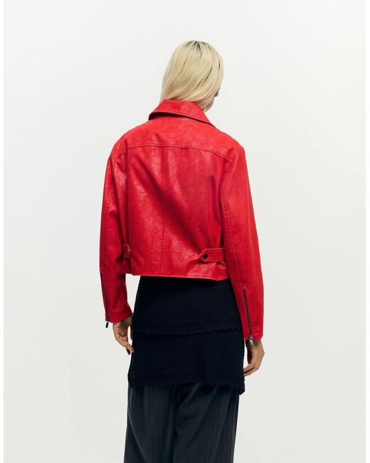 Desigual Red Faux Leather Jacket