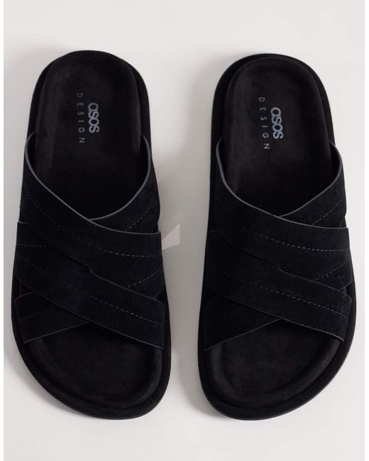 ASOS Black Cross Over Strap Sandals for men