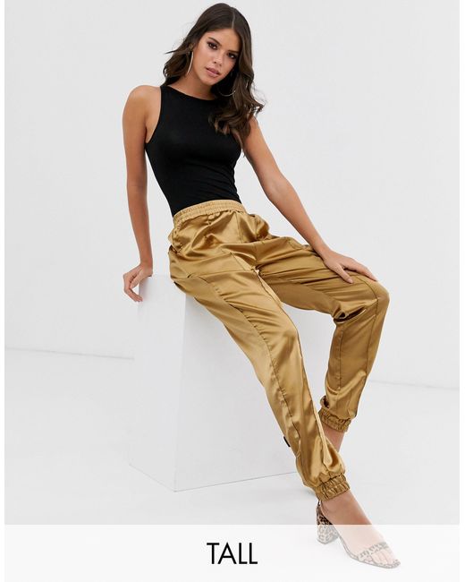 Missguided Satin Cuffed Trousers in 