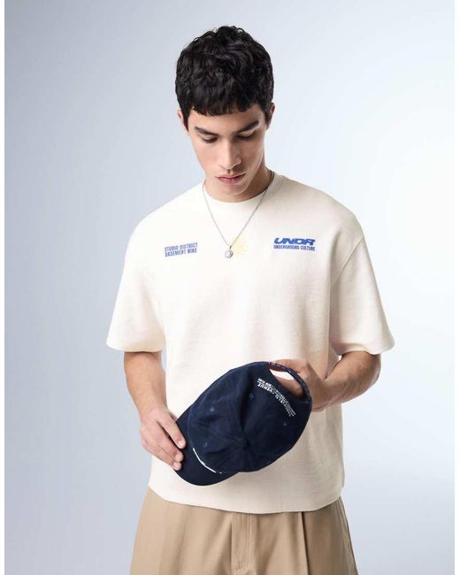 Bershka White Fleece Print T-shirt for men