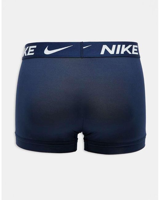 Nike Blue Dri-Fit Essential Microfibre Trunks 3 Pack for men