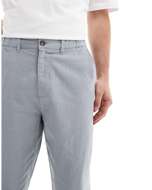 Ben Sherman Gray Slim Fit Cotton Linen Taper Trouser for men