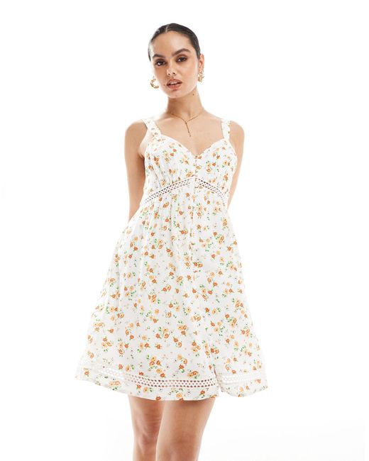 Superdry White Lace Trim V-neck Cami Dress