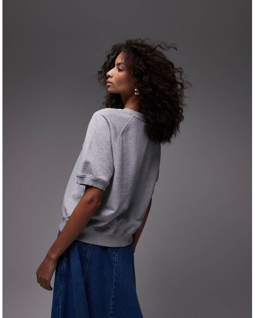 Sudadera Gris Jaspeado De Manga Corta De Felpa Rizada De ARKET de color Gray