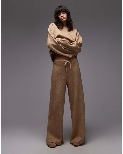 ASOS Pluizige Gebreide Broek Met Wijde Pijpen in het Brown